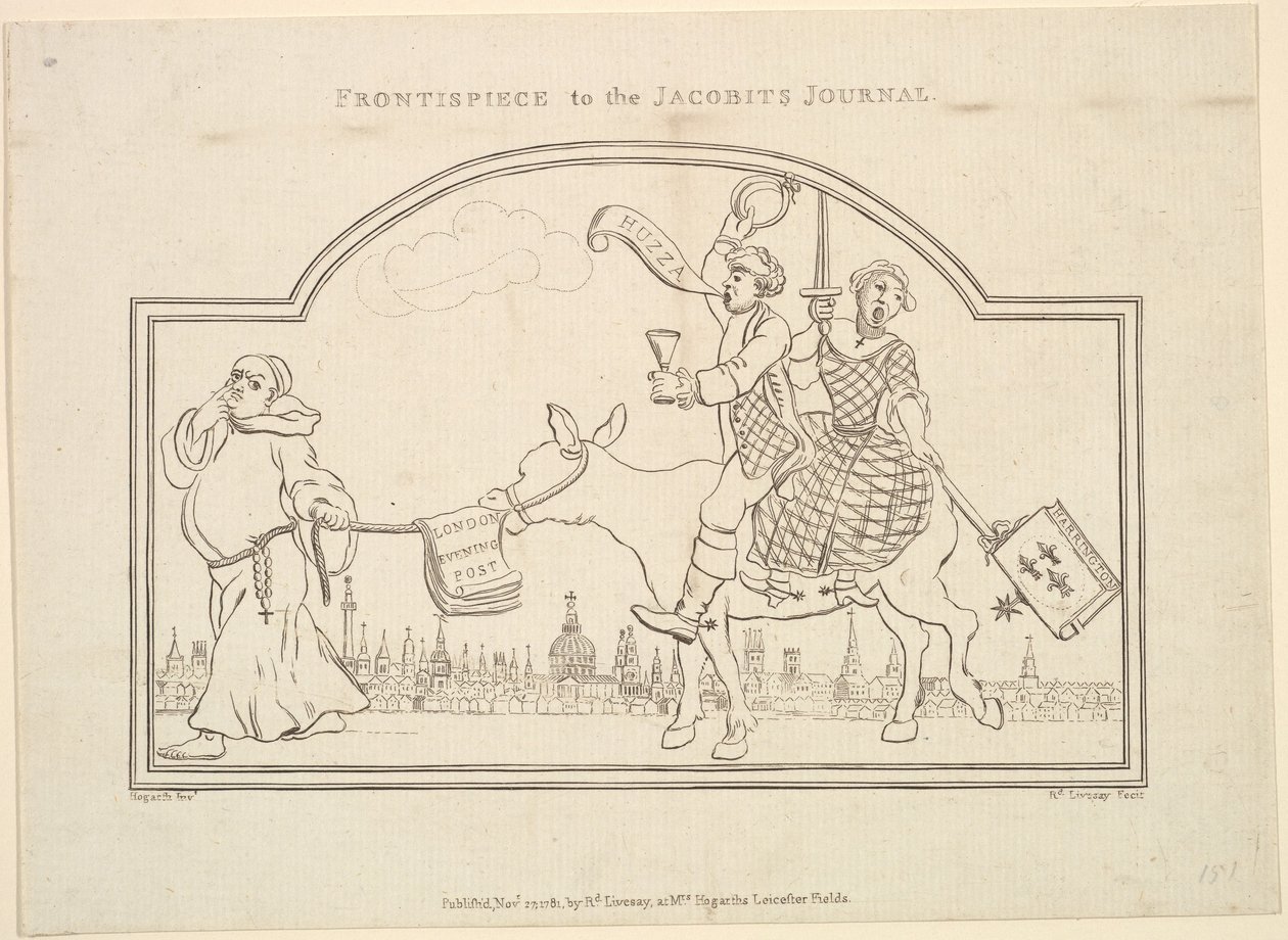 Frontyspis do The Jacobites Journal, 27 listopada 1781. autorstwa Richard Livesay