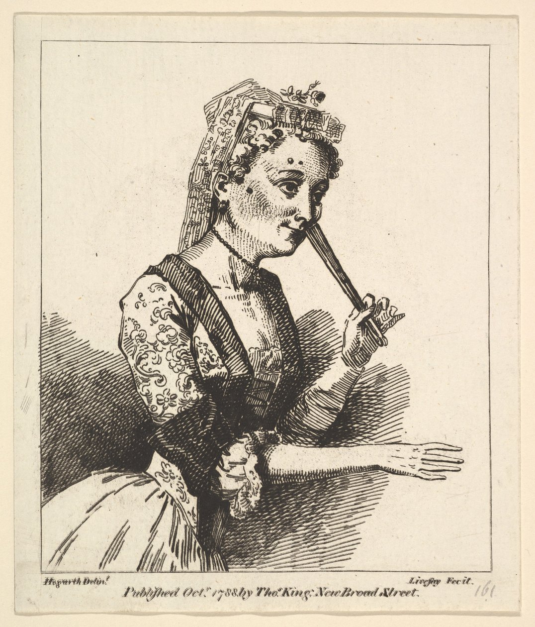 Zaskoczona kobieta z poranka Hogarths, październik 1788. autorstwa Richard Livesay