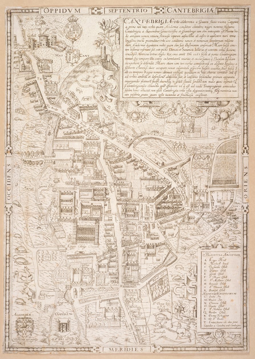 Mapa Cambridge, z Caius 