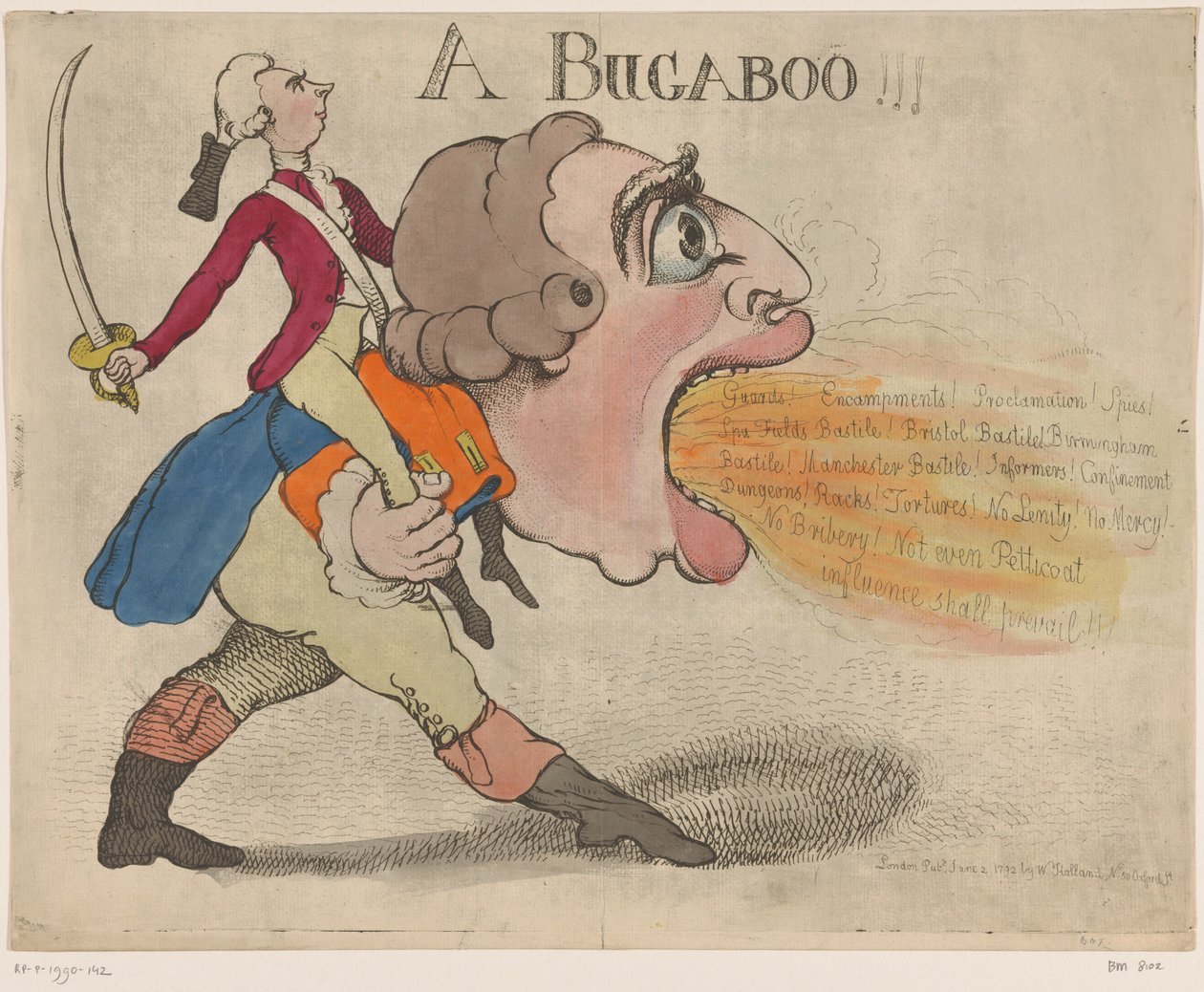 Spotprent op koning George III, 1792 Bugaboo (tytuł na obiekcie) autorstwa Richard Newton