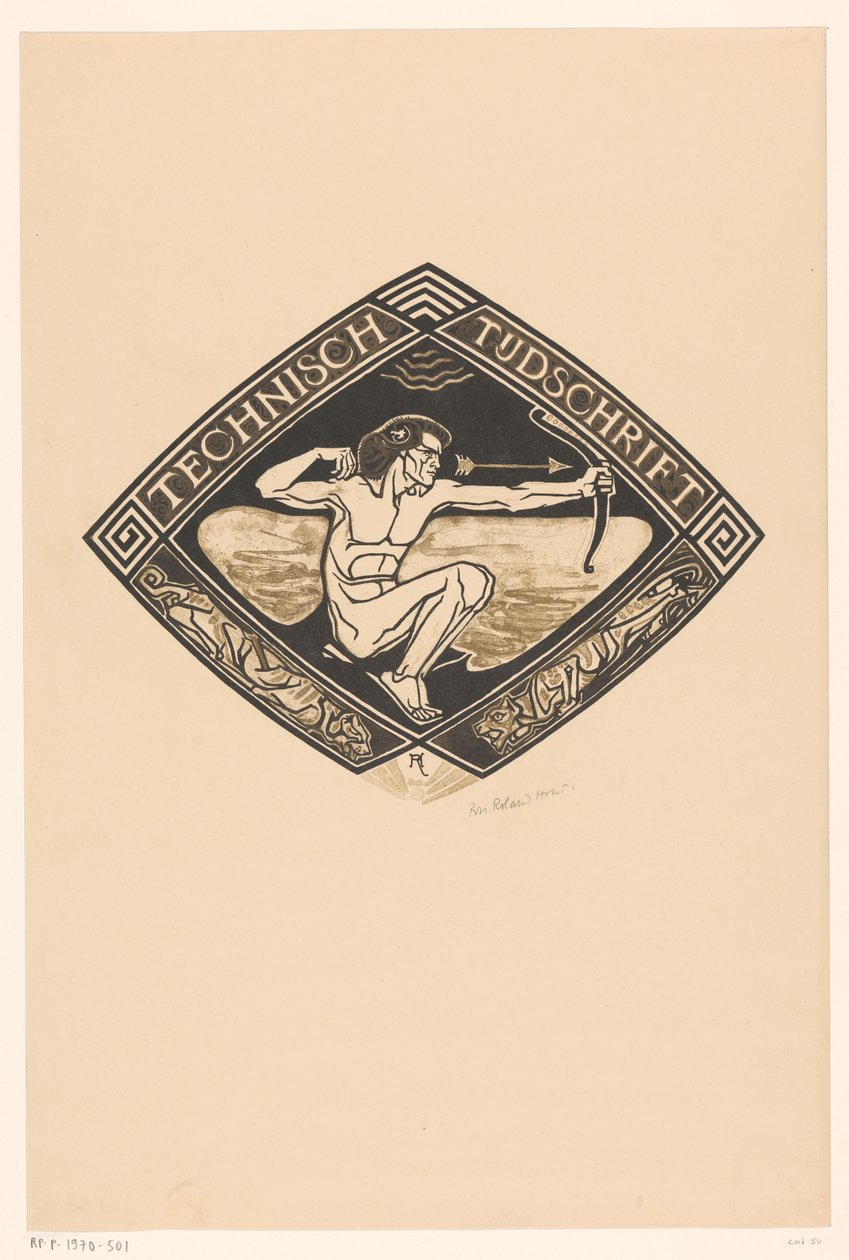 Projekt okładki dla: Magazyn Techniczny, 1914 autorstwa Richard Nicolaüs Roland Holst (signed by artist)