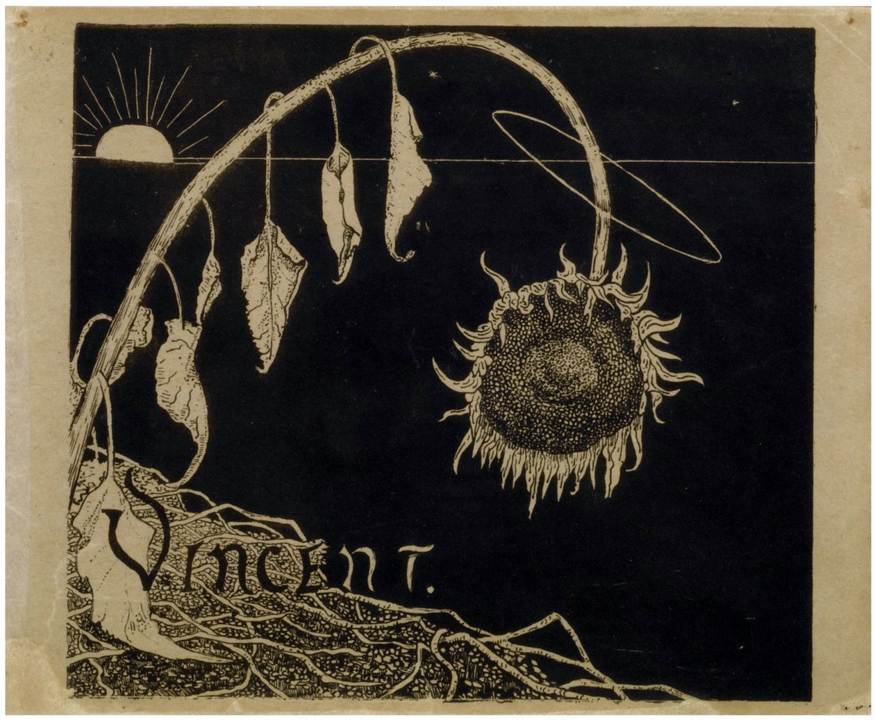 Projekt okładki na Wystawę Vincenta van Gogha w Amsterdamie par Holst, Richard Roland (1868-1938). Litografia, rozmiar : 18,2x21 autorstwa Richard Nicolaus Holst Roland