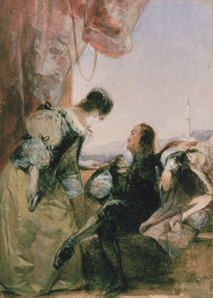 Cavelier i jego Pani na tarasie, Genua autorstwa Richard Parkes Bonington