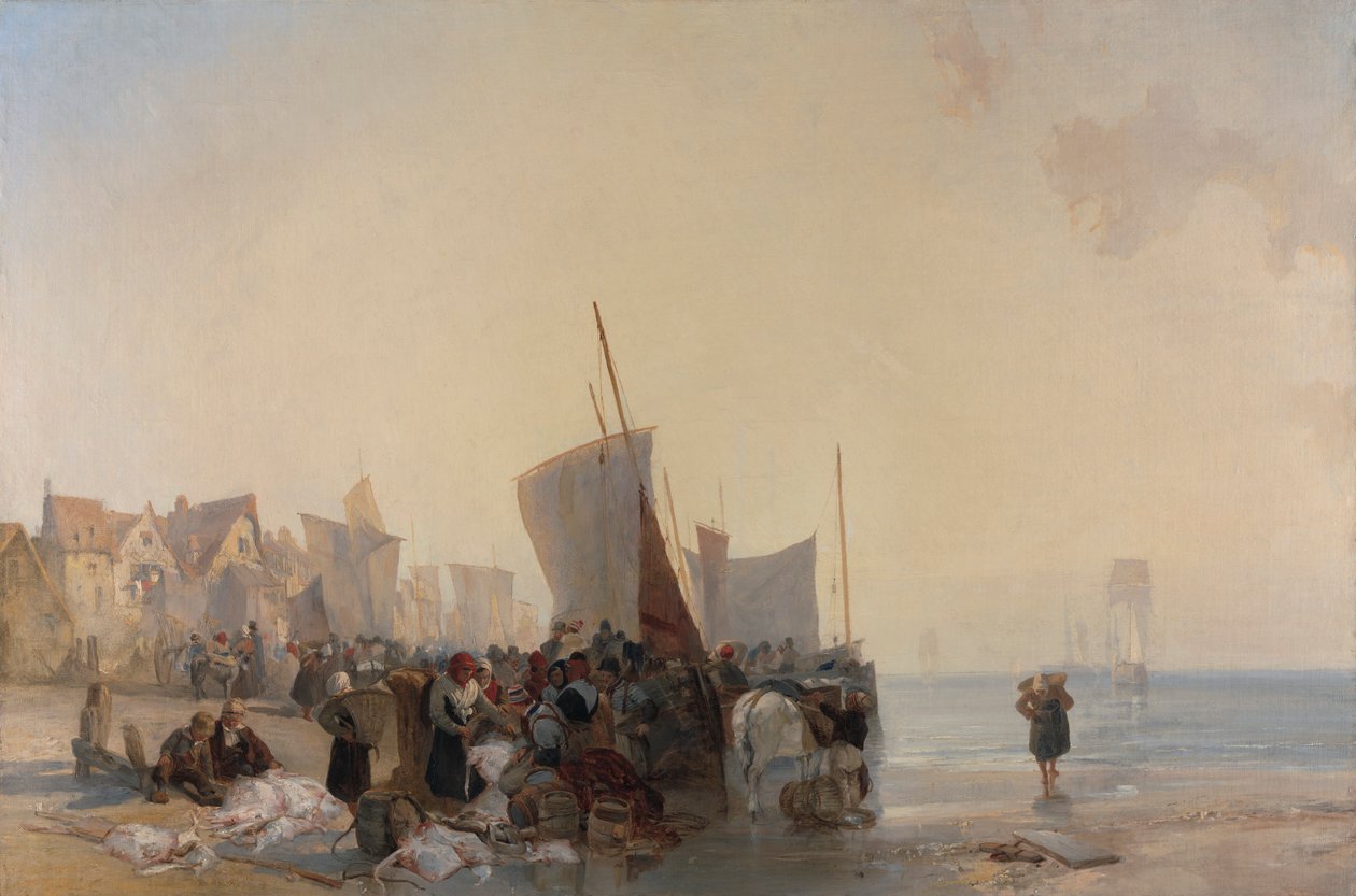 Targ rybny w pobliżu Boulogne autorstwa Richard Parkes Bonington