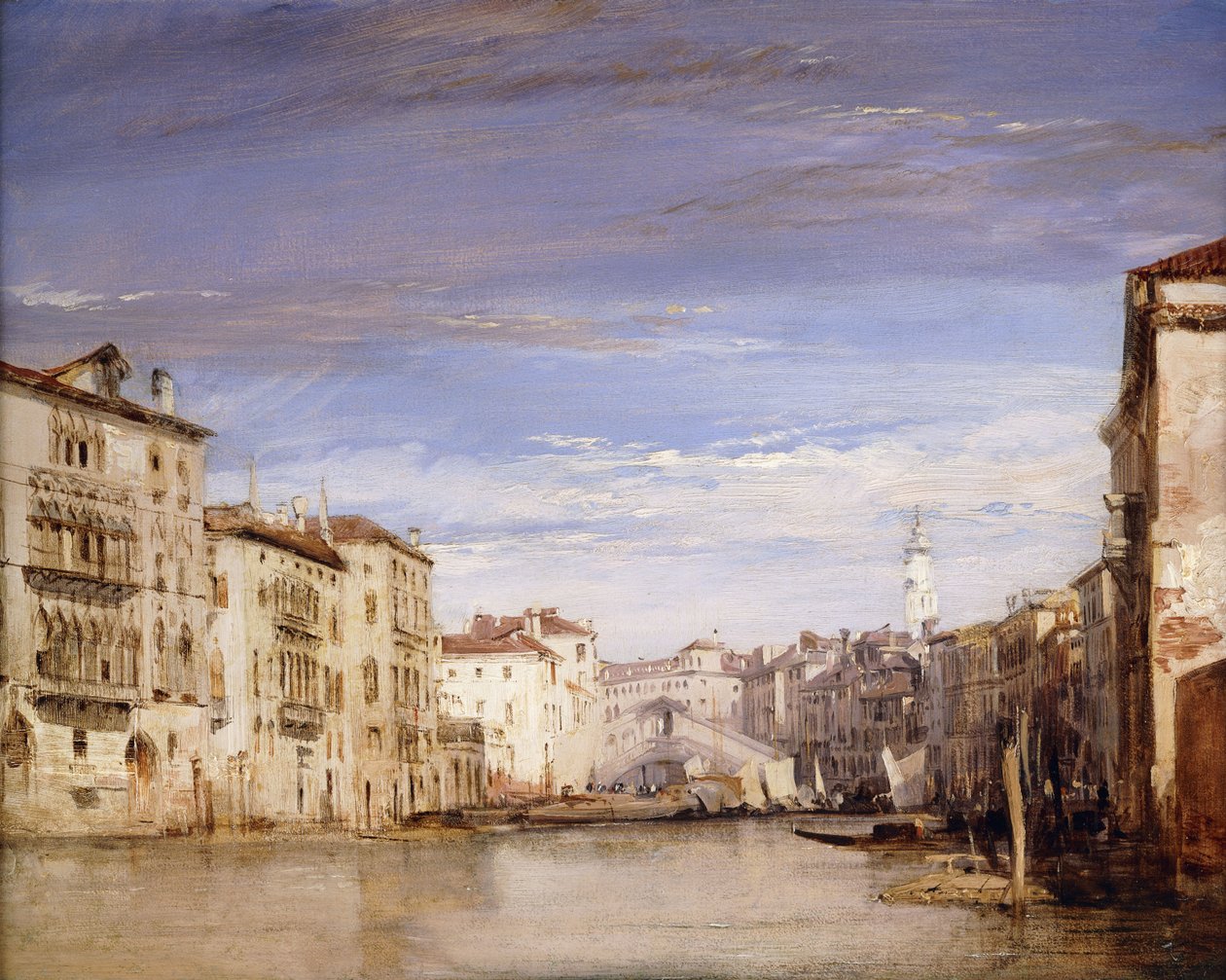 Widok na Canal Grande w Wenecji, z Palazzo Bernardo w kierunku mostu Rialto, autorstwa Richard Parkes Bonington