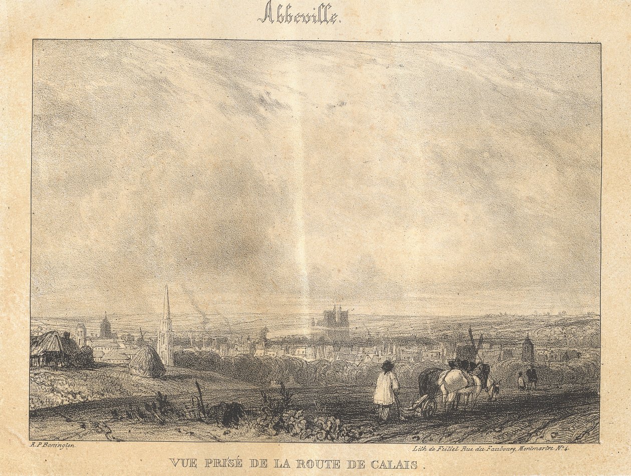 Abbeville - widok zabrany, od drogi do Calais autorstwa Richard Parkes Bonington