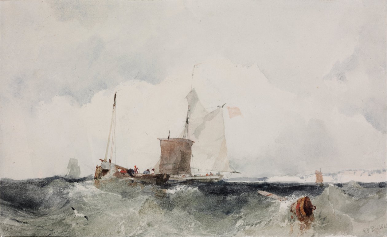 Na angielskim wybrzeżu - Oeuvre de Richard Parkes Bonington (1802-1828) - 1825 - Akwarela na papierze - 14x22,7 - Szepmuveszeti Muzeum, Budapeszt autorstwa Richard Parkes Bonington