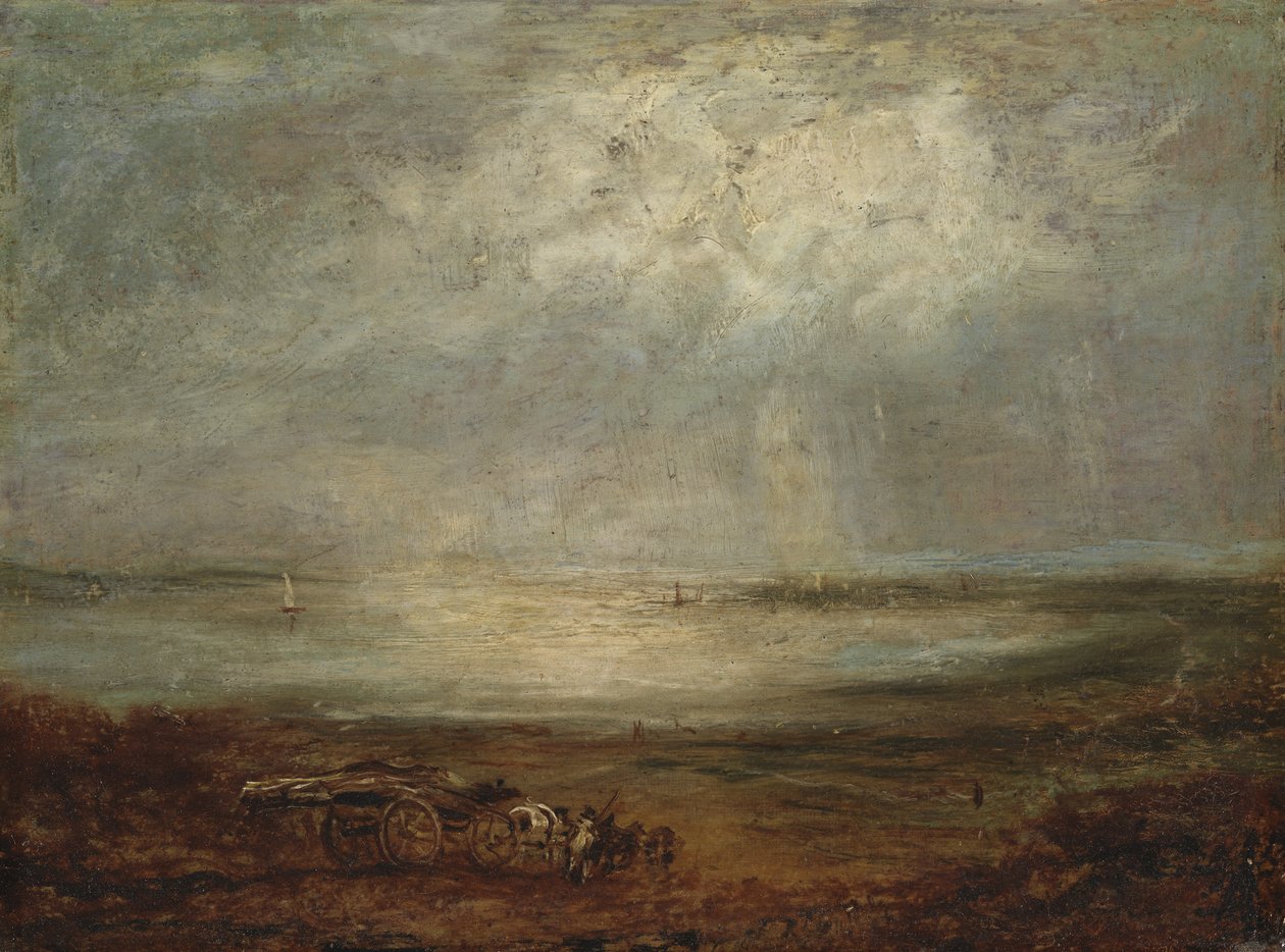 Scena na plaży z wózkiem i koniem, 1825 autorstwa Richard Parkes Bonington