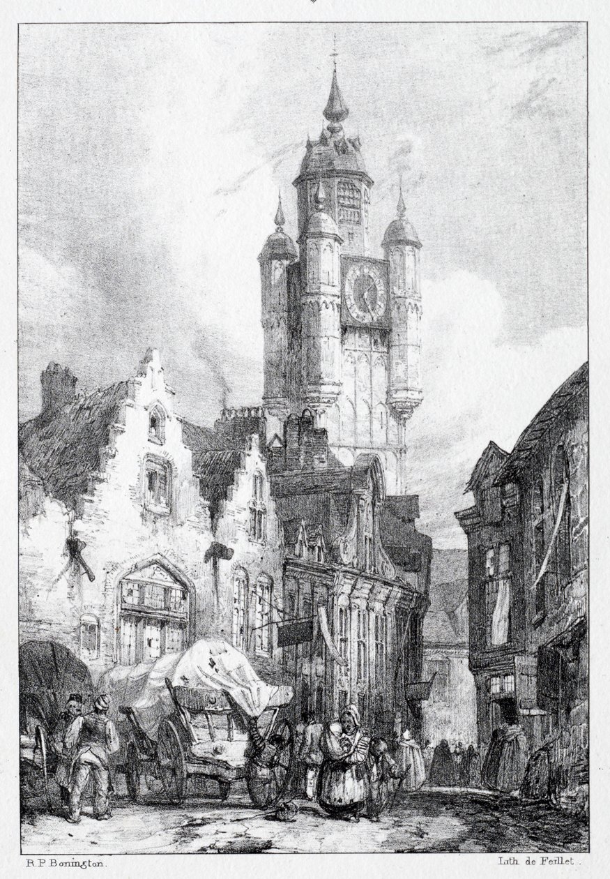 Bergues: Wieża Targowa, 1824. autorstwa Richard Parkes Bonington