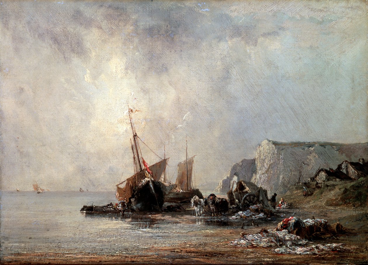 Łodzie na wybrzeżu Normandii, 1823. autorstwa Richard Parkes Bonington
