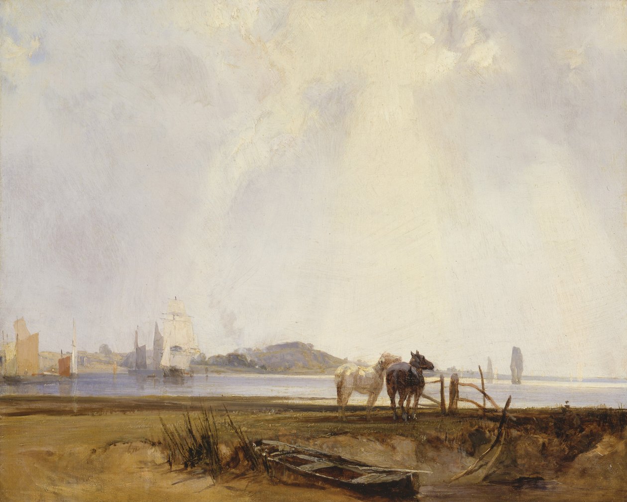 Krajobraz w pobliżu Quilleboeuf, Francja, ok. 1824-25 (olej na płótnie) autorstwa Richard Parkes Bonington