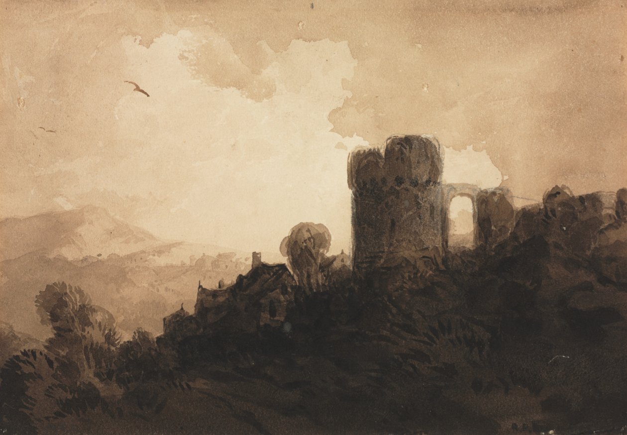 Krajobraz z ruinami zamku autorstwa Richard Parkes Bonington