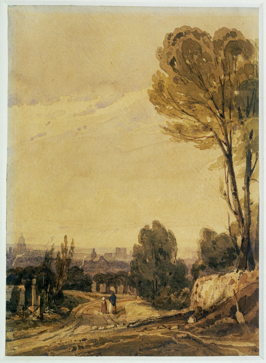 Paryż widziany z cmentarza Pere Lachaise ... (obraz na płótnie) autorstwa Richard Parkes Bonington