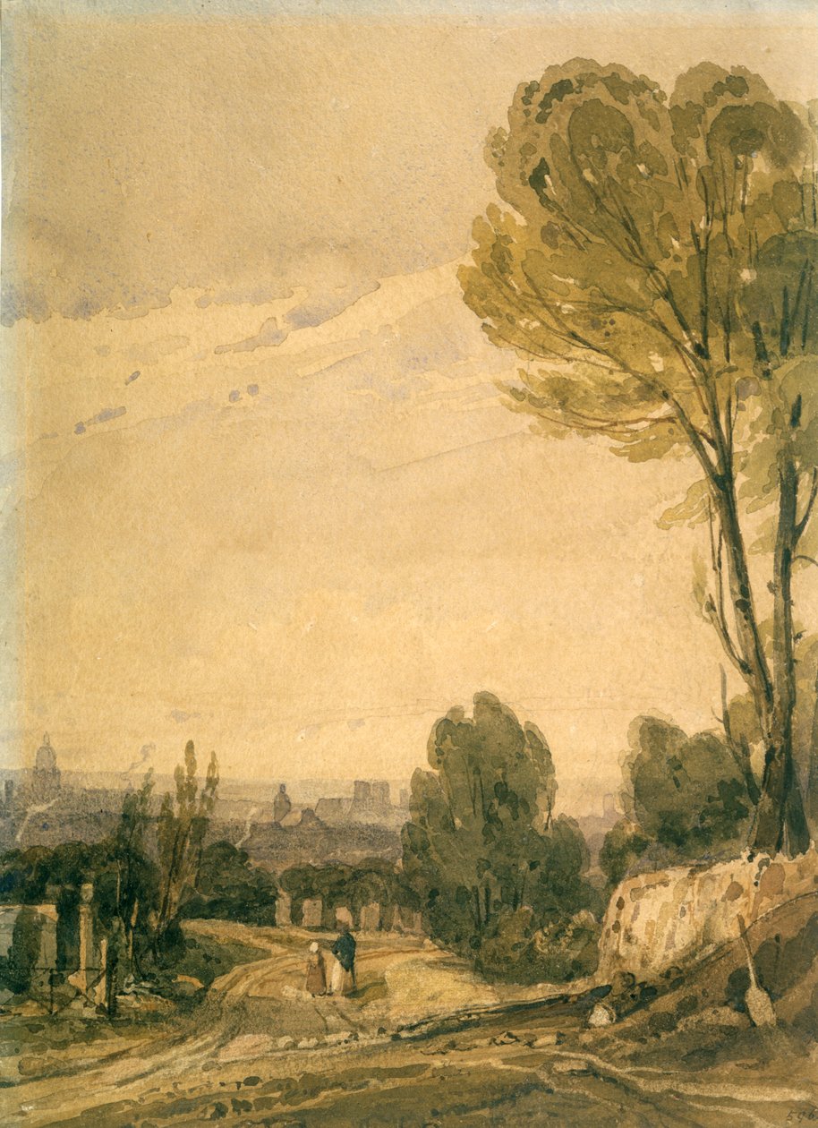 Paryż widziany z cmentarza Pere Lachaise, ok. 1825 autorstwa Richard Parkes Bonington