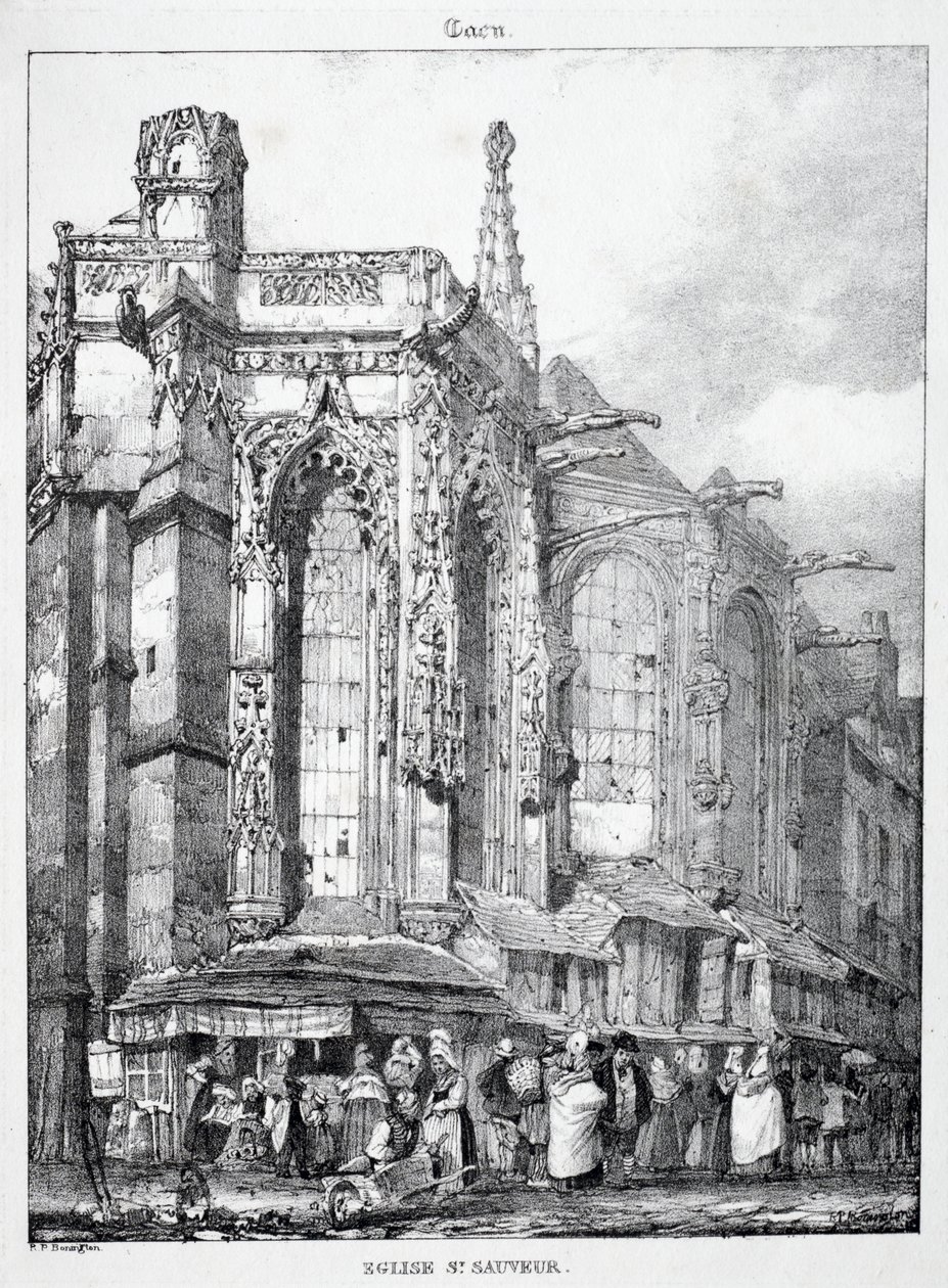 Pozostałości i fragmenty architektury z okresu średniowiecza: kościół św. Sauveura, Caën autorstwa Richard Parkes Bonington
