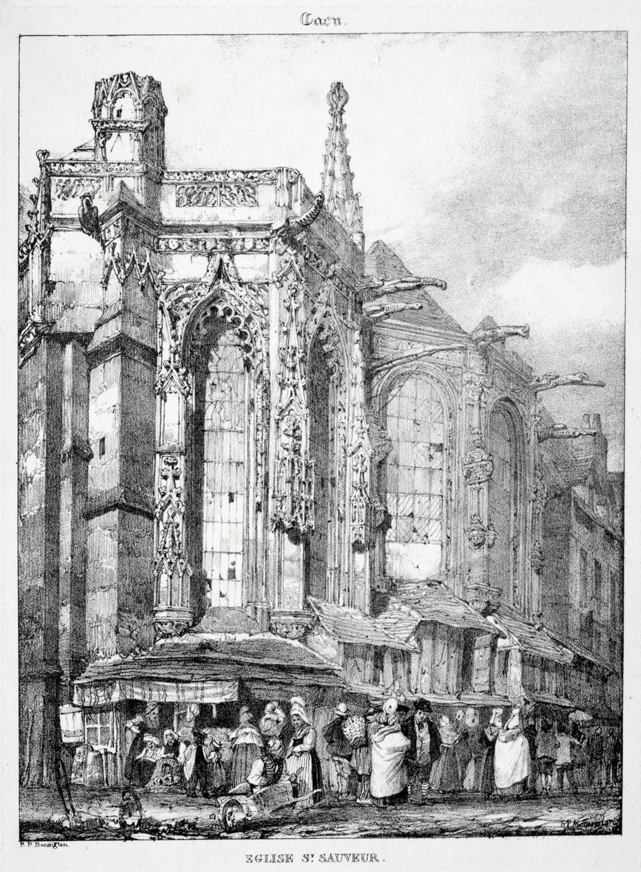 Pozostałości i fragmenty architektury z okresu średniowiecza: kościół św. Sauveura, Caën autorstwa Richard Parkes Bonington