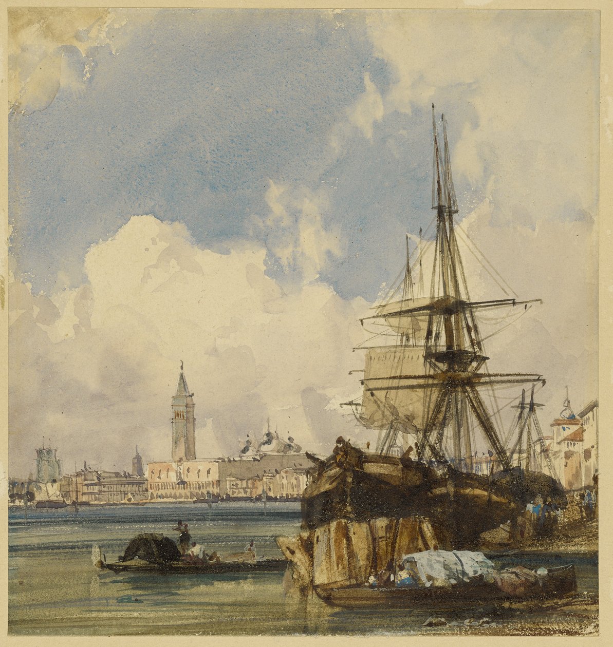 Riva degli Schiavoni, w pobliżu kościoła San Biagio, Wenecja autorstwa Richard Parkes Bonington