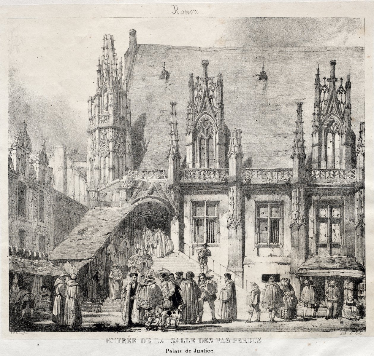 Rouen: Wejście do Salle des Pas Perdus, Pałacu Sprawiedliwości autorstwa Richard Parkes Bonington