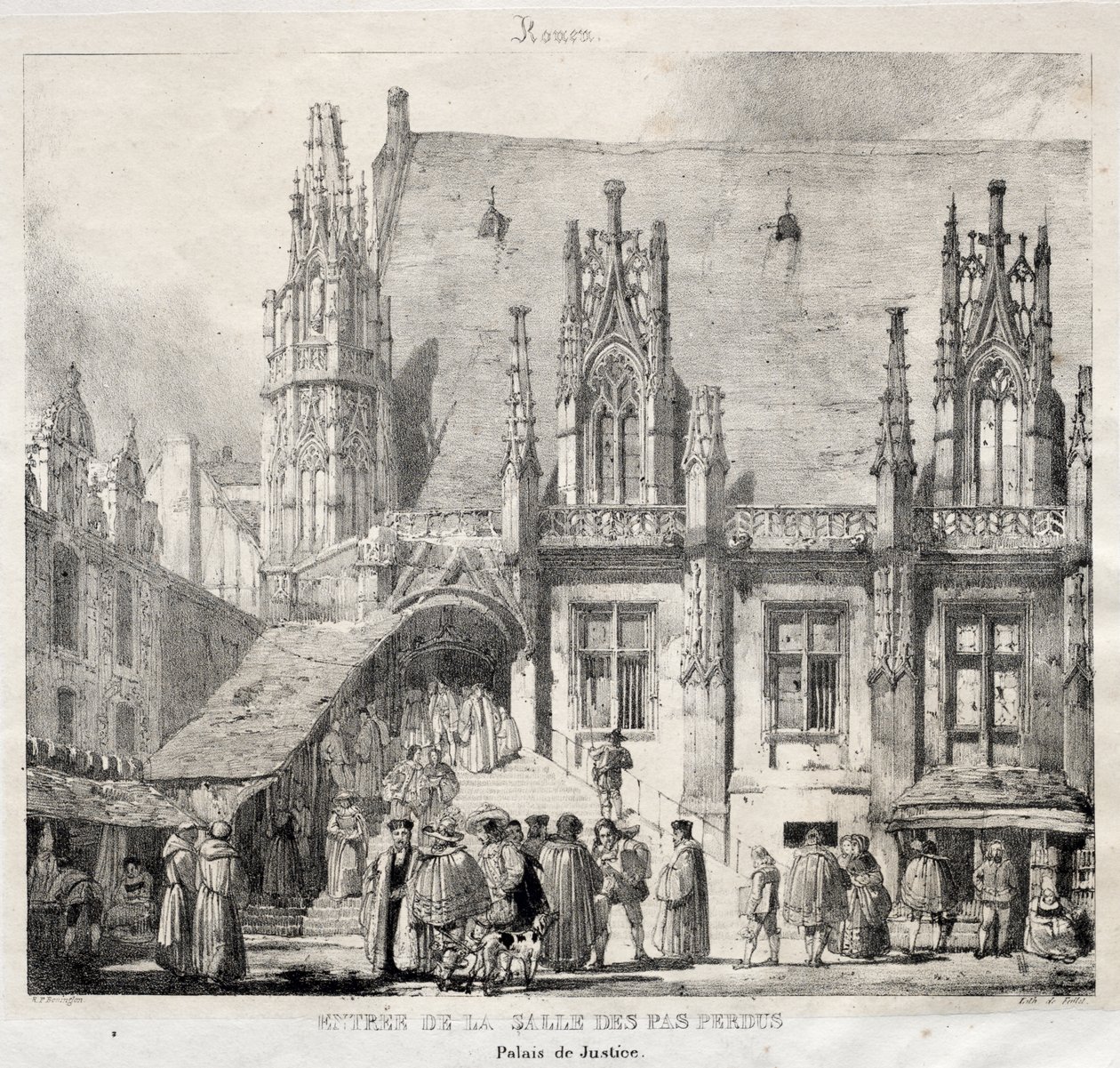 Rouen: Wejście do Salle des Pas Perdus, Pałacu Sprawiedliwości autorstwa Richard Parkes Bonington