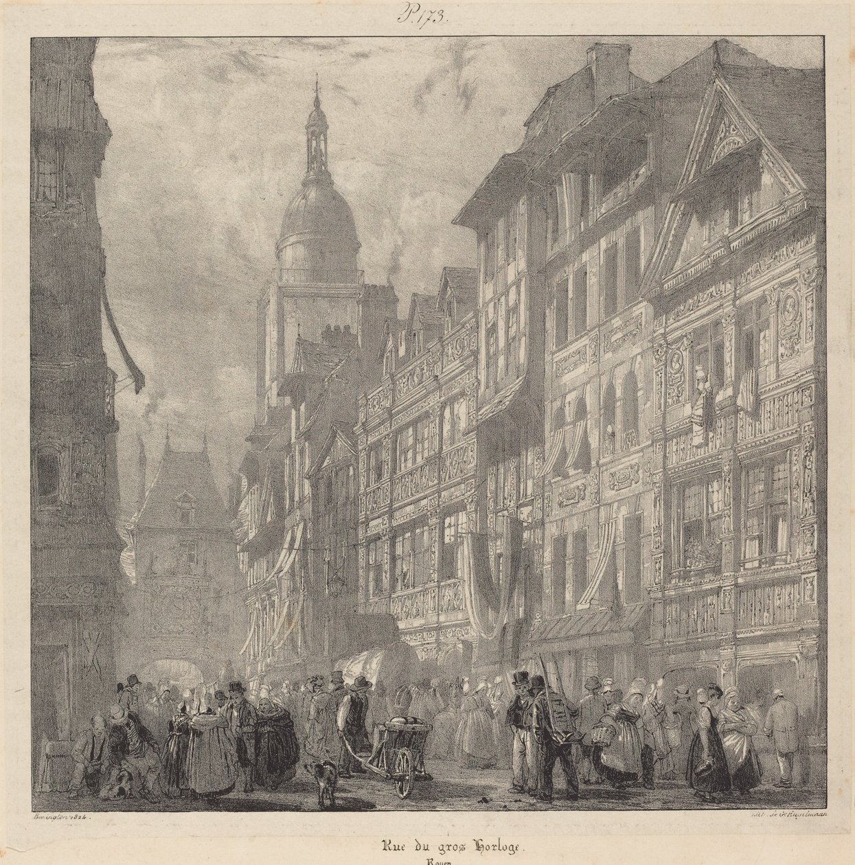 Rue du Gros-Horloge, Rouen autorstwa Richard Parkes Bonington