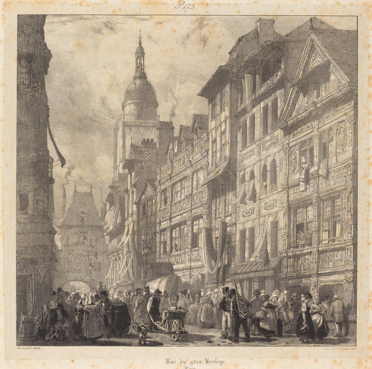 Rue du Gros-Horloge, Rouen autorstwa Richard Parkes Bonington