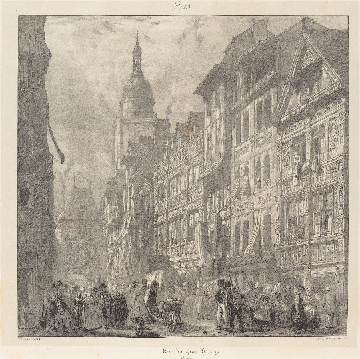 Rue du Gros-Horloge, Rouen autorstwa Richard Parkes Bonington