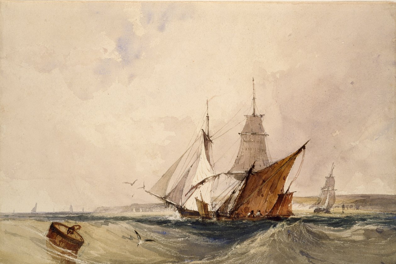 Wysyłka z wybrzeża Kentu, ok. 1820 r. autorstwa Richard Parkes Bonington