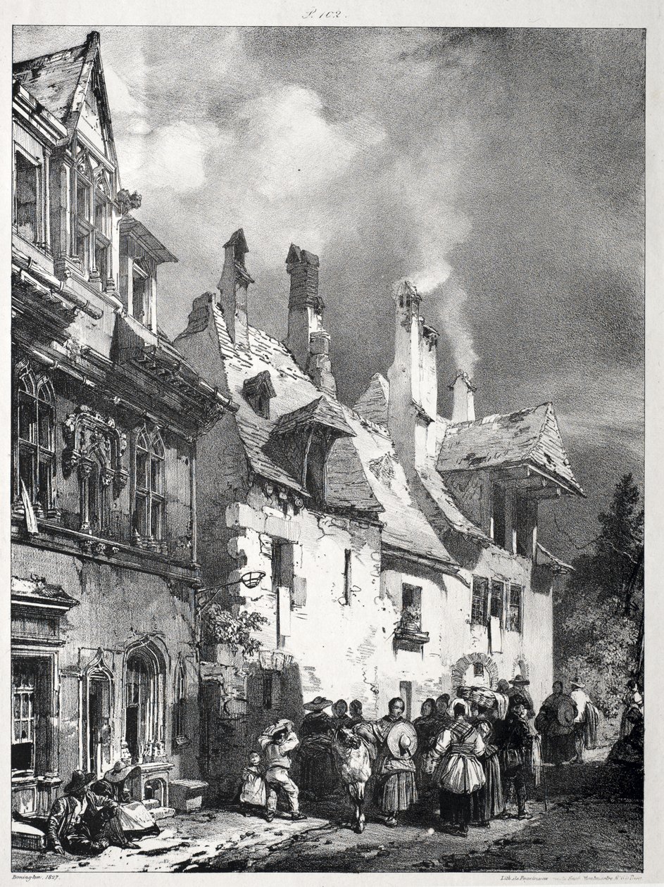 Ulica na obrzeżach Besançon, Francja autorstwa Richard Parkes Bonington