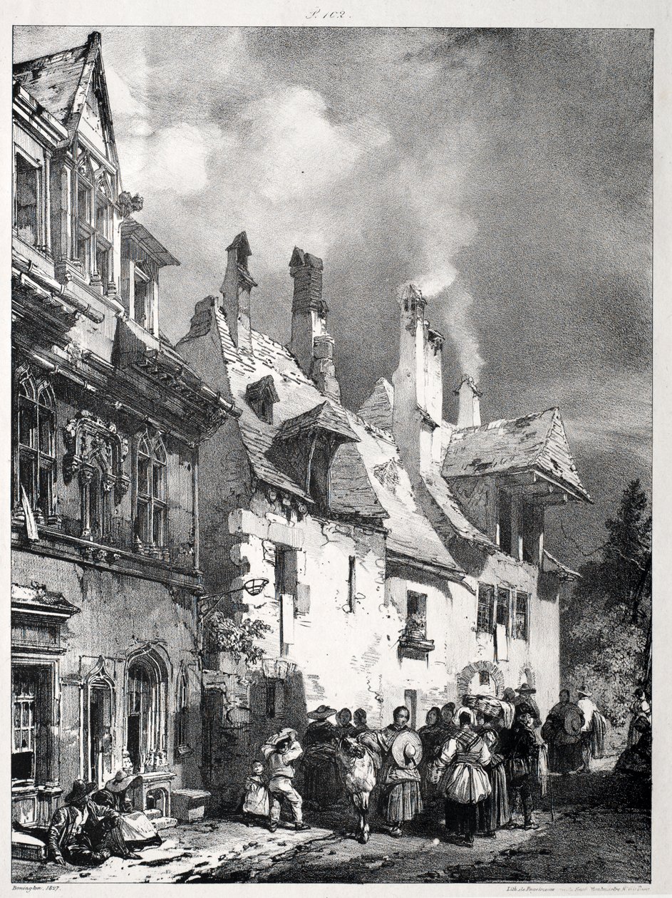 Ulica na obrzeżach Besançon, Francja autorstwa Richard Parkes Bonington