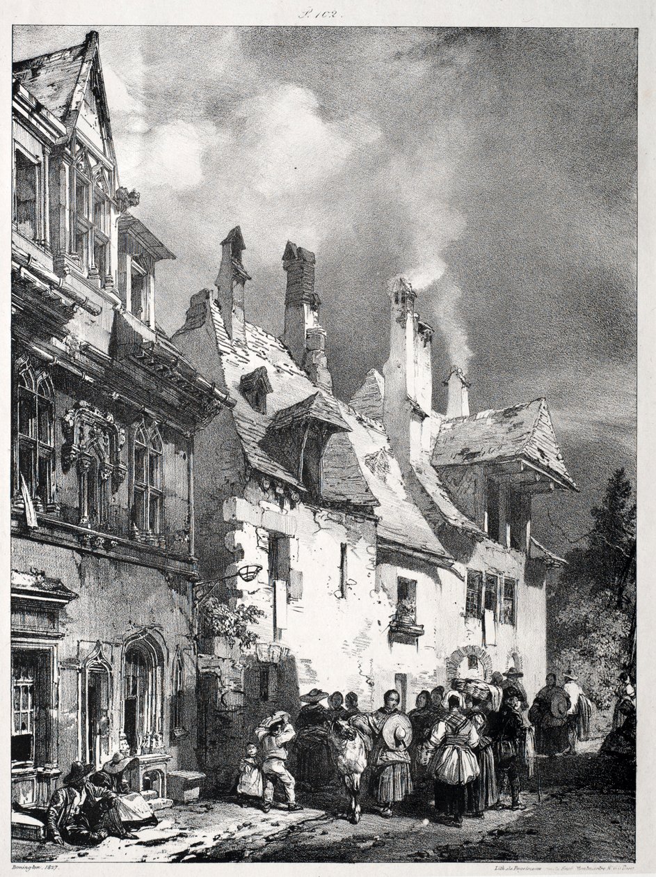 Ulica na obrzeżach Besançon, Francja, 1827. autorstwa Richard Parkes Bonington