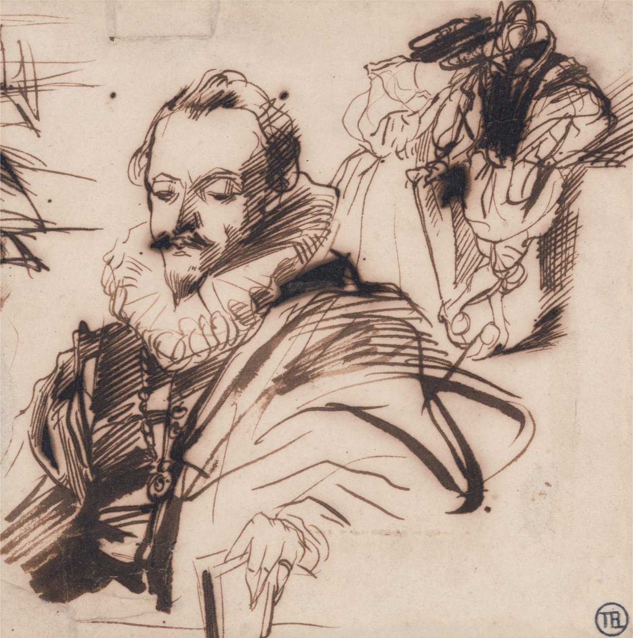Studium postaci dżentelmena w stroju z XVII wieku autorstwa Richard Parkes Bonington