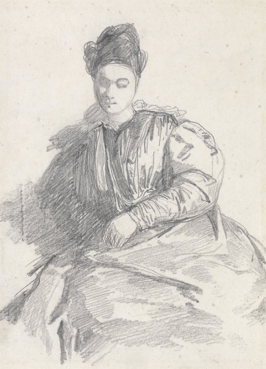 Studium siedzącej kobiety (grafit na papierze) autorstwa Richard Parkes Bonington