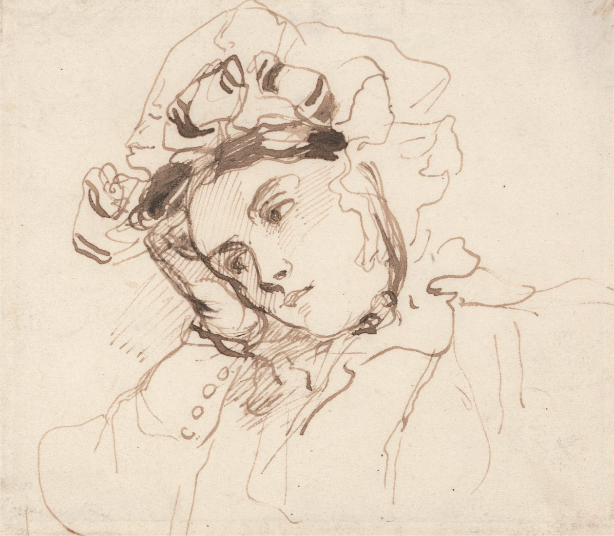 Studium kobiety z głową opartą na dłoni autorstwa Richard Parkes Bonington