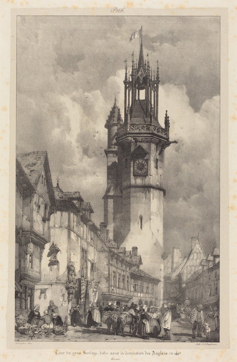 Wieża z wielkim zegarem, Evreux autorstwa Richard Parkes Bonington