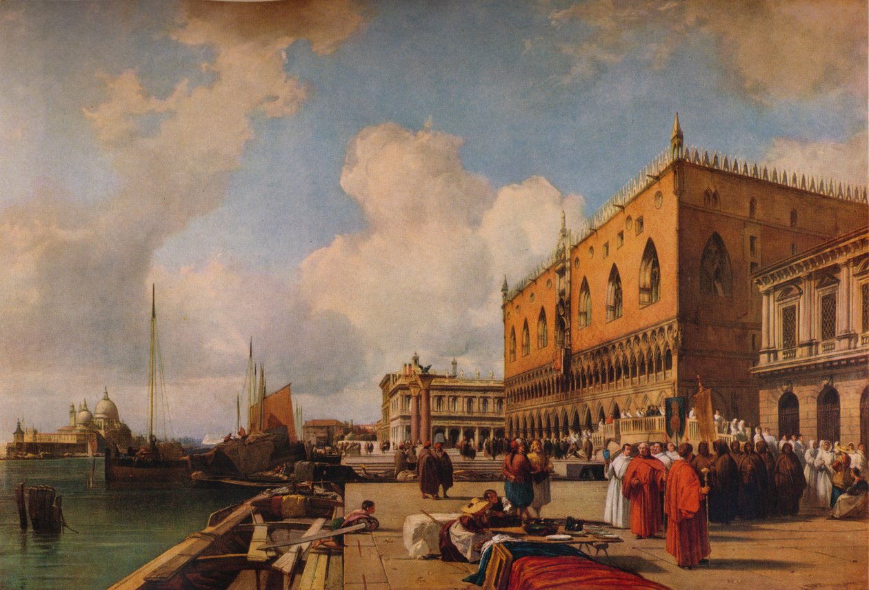Wenecja: Pałac Książęcy z procesją religijną, ok. 1828 r. autorstwa Richard Parkes Bonington