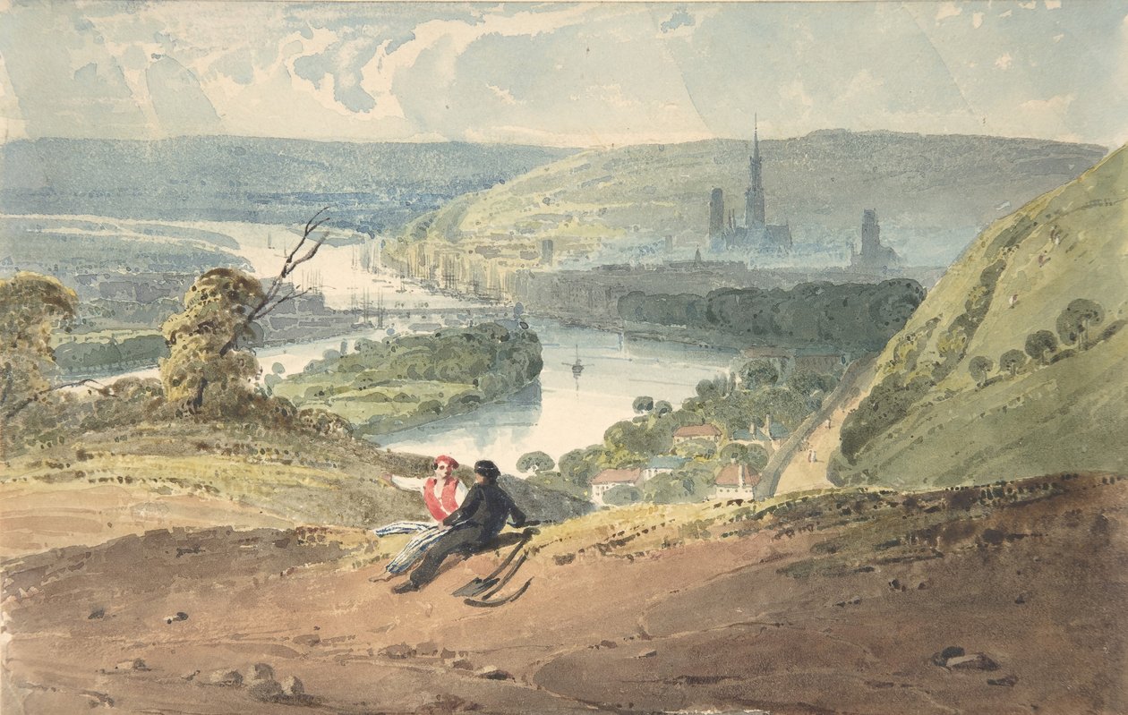 Widok Rouen ze wzgórza św. Katarzyny, 1821-22. autorstwa Richard Parkes Bonington