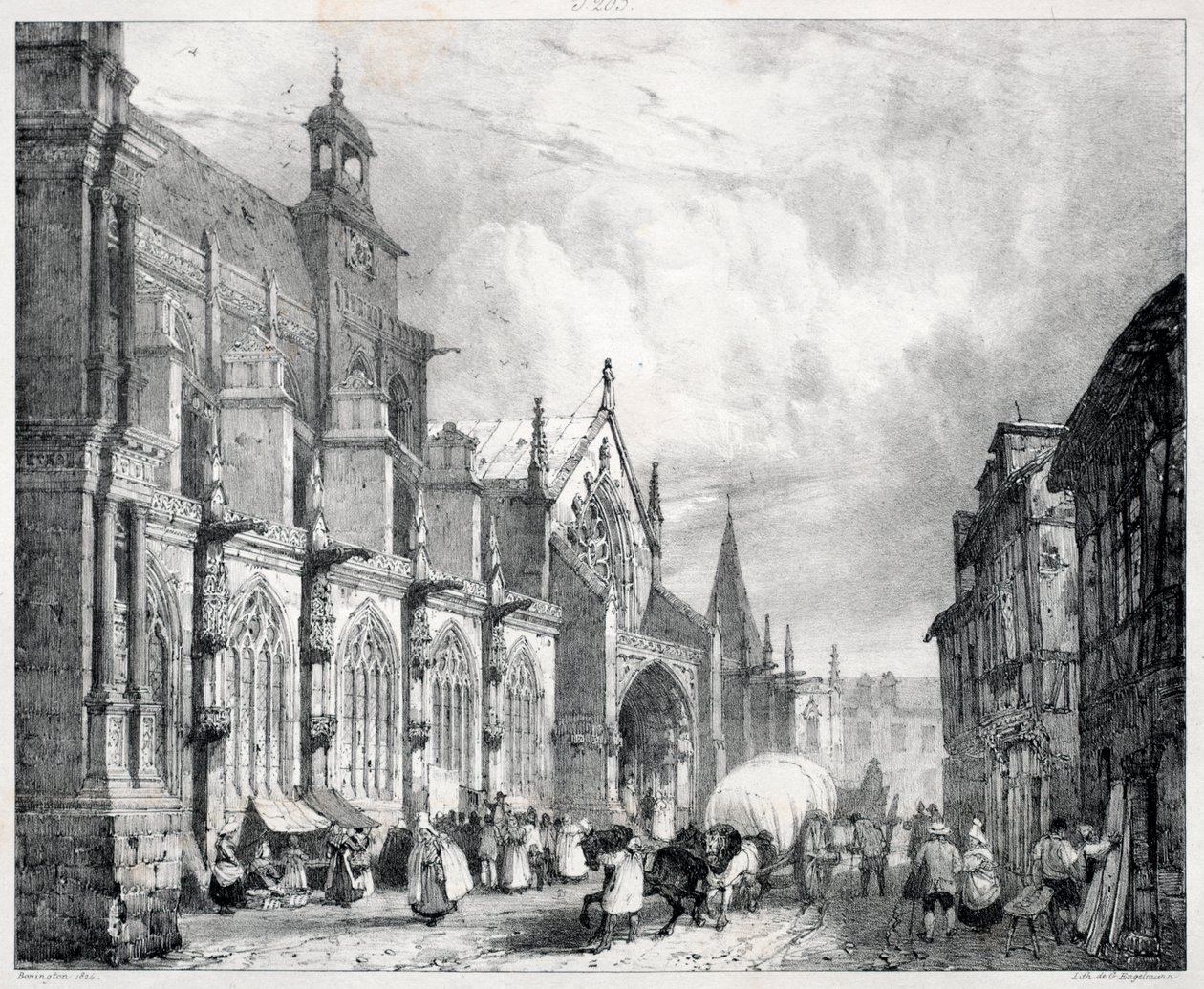 Malownicze i romantyczne podróże po starożytnej Francji, Normandii: Kościół św Gervais i Saint Protais w Gisors autorstwa Richard Parkes Bonington