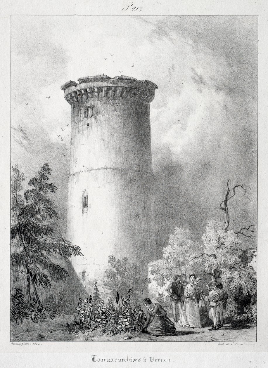 Malownicze i romantyczne podróże po starożytnej Francji, Normandii: Wycieczka do archiwów w Vernon autorstwa Richard Parkes Bonington