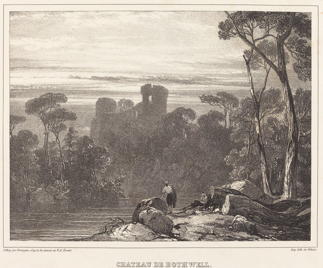 Zamek Bothwell autorstwa Richard Parkes Bonington after Francois Alexandre Pernot