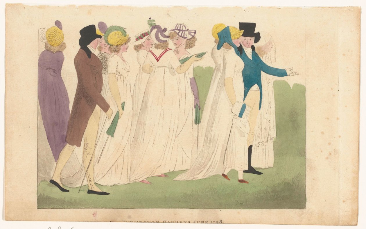 Magazyn damskich mody w Londynie i Paryżu: Kensington Gardens czerwiec 1798 r. autorstwa Richard Phillips
