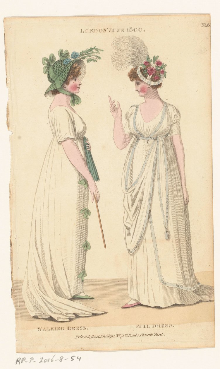 Magazine of Female Fashions of London and Paris, nr 28: Londyn, czerwiec 1800: Walking Dress; Frak autorstwa Richard Phillips