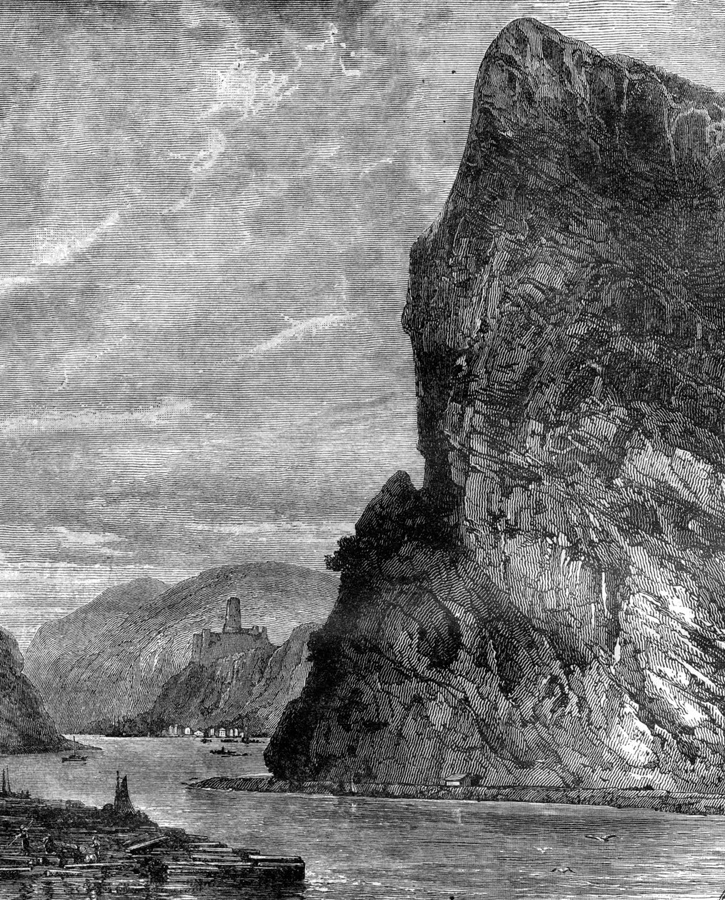 Skała Loreley, niedaleko St Goarshausen, Niemcy, XIX wiek autorstwa Richard Principal Leitch