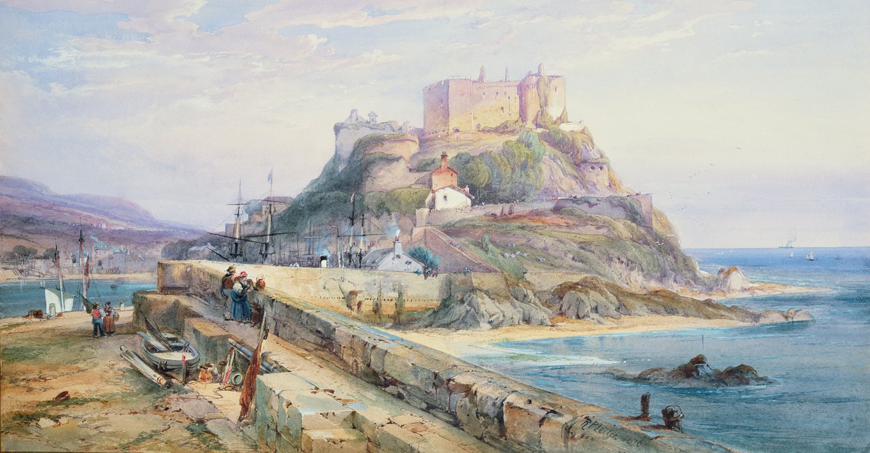 Zamek Mont Orgueil, Gorey, Jersey, 1876 autorstwa Richard Principal Leitch