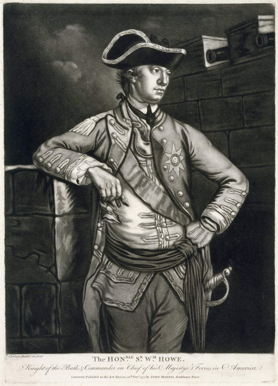 Honble. s. Wm. Howe, Rycerz Łaźni i Naczelny Dowódca Sił Jego Królewskiej Mości w Ameryce autorstwa Richard Purcell