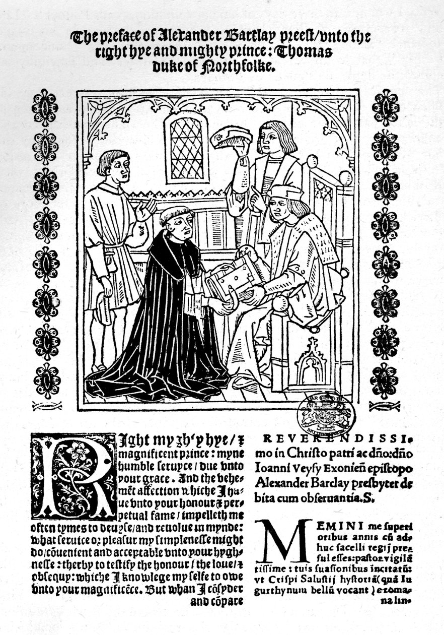 Tłumacz przedstawiający swoją książkę księciu Norfolk., c1500-1520, 1923 autorstwa Richard Pynson