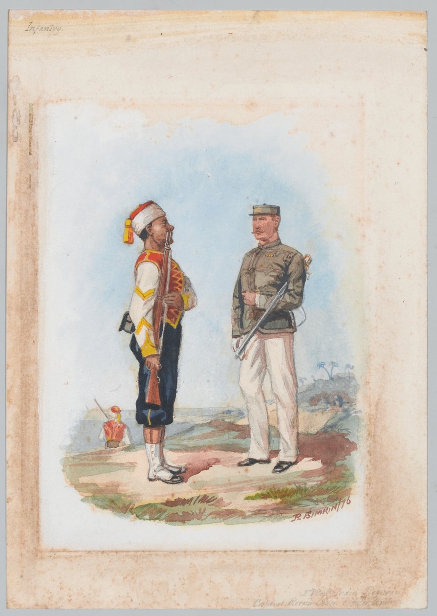 Piechota, 2. Pułk Indii Zachodnich (akwarela na ołówku) autorstwa Richard Simkin