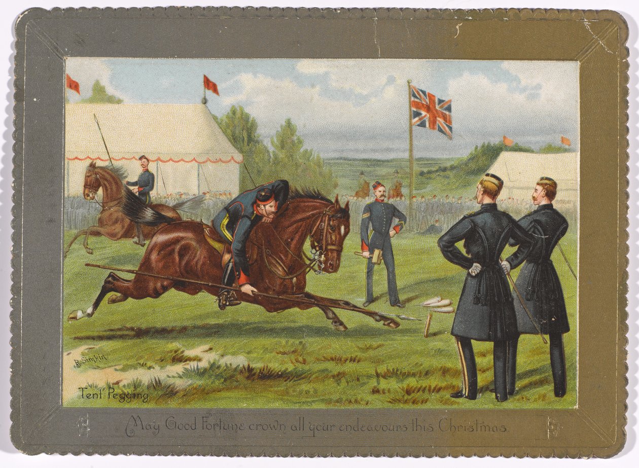 Tent Pegging May Good Fortune ukoronuje wszystkie twoje starania w te Święta Bożego Narodzenia?, 1890 circa autorstwa Richard Simkin