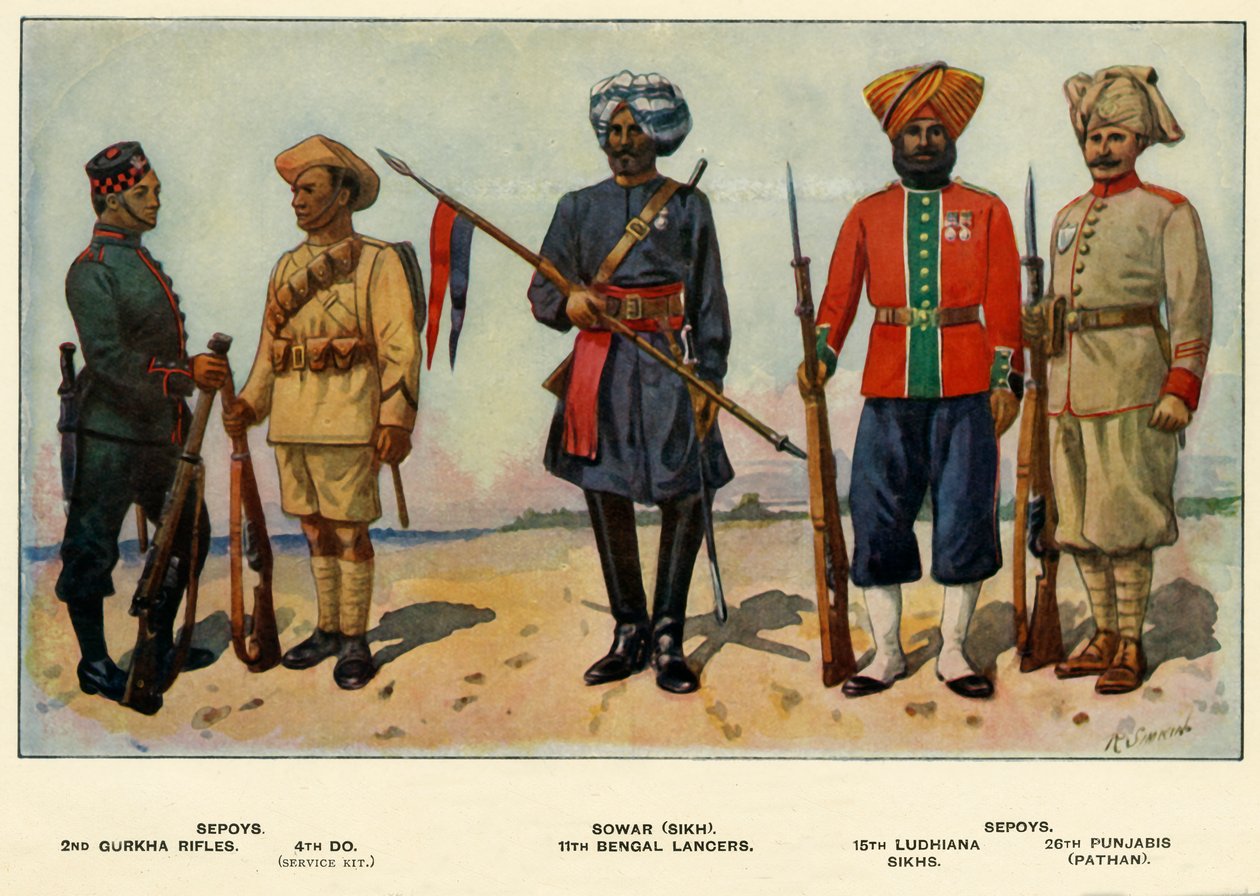 Rodzaje armii indyjskiej, 1919. autorstwa Richard Simkin