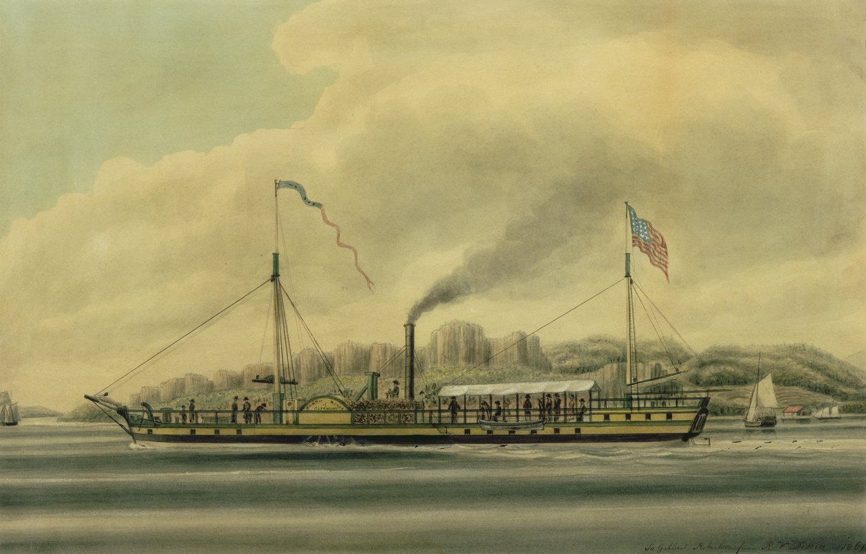 Parowiec na rzece Hudson, „Clermont”, ok. 1858 r. autorstwa Richard Varick De Witt