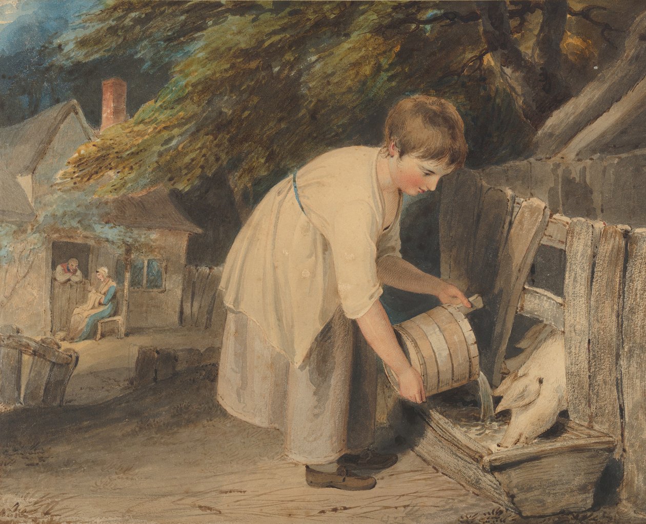 Dziewczynka karmiąca świnie, 1800. autorstwa Richard Westall